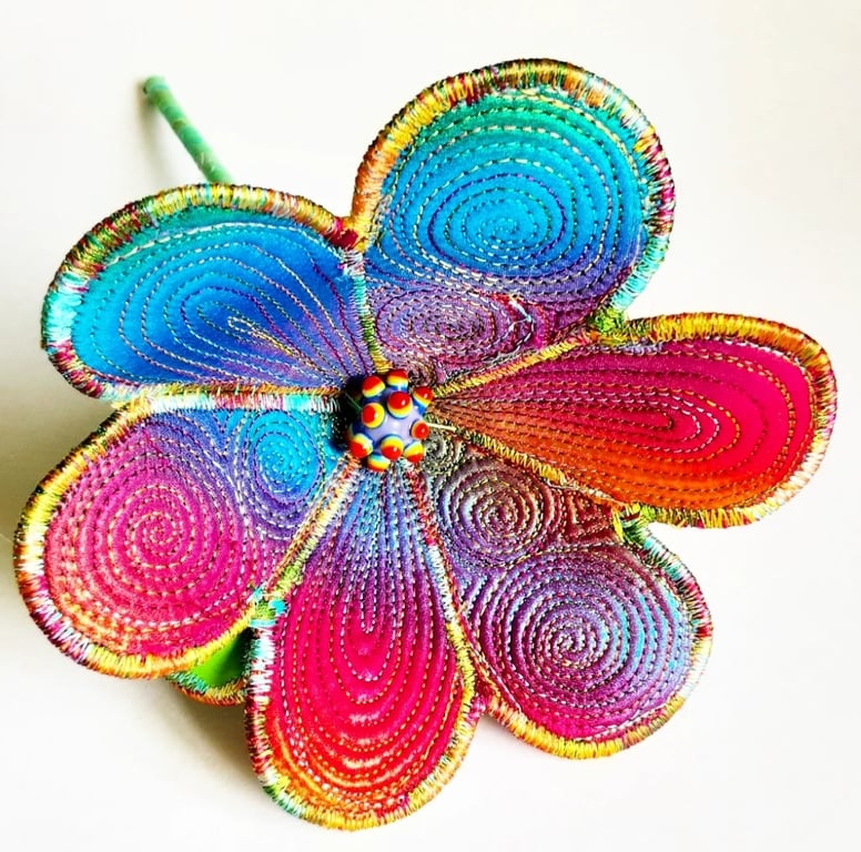Flower Rainbow Textile Art Flower