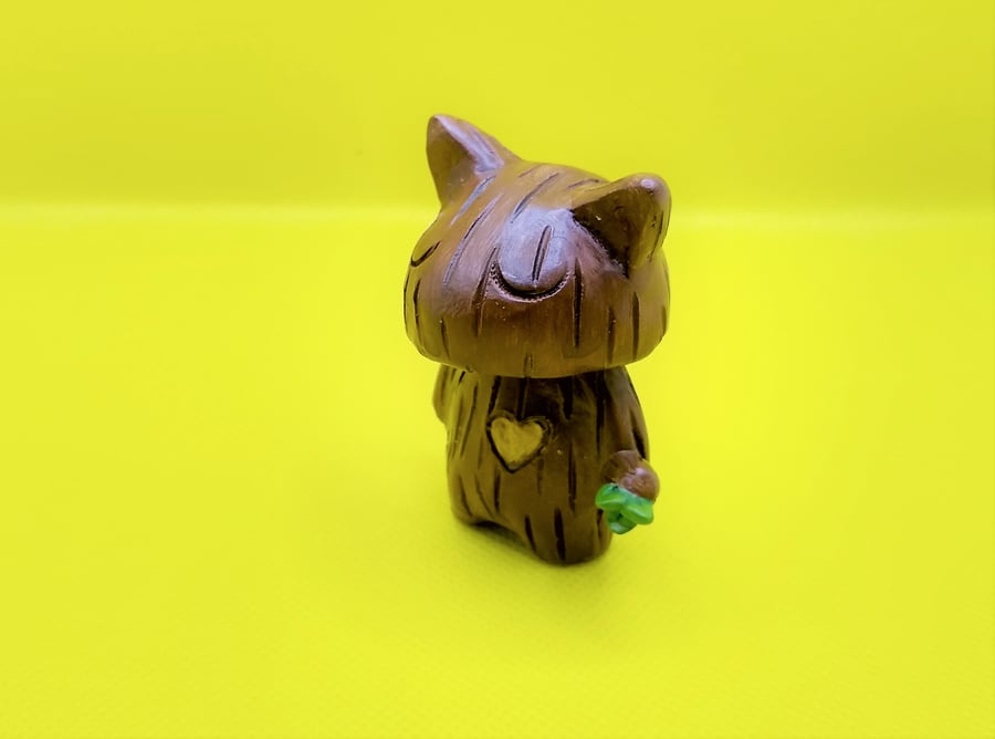 Love Heart Tree Cat Small OOAK figure