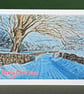 A Country Lane in Winter Art Card: Blank or Personalised A6-Size Greetings Card