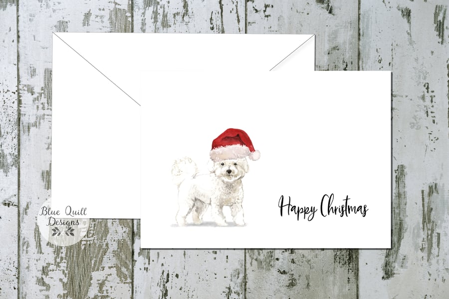 Bichon Frise Folded Christmas Cards - pack of 10 - personalised
