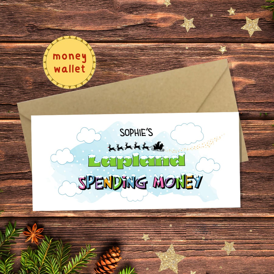 Image of Lapland Holiday Spending Money Wallet Card - cash gift envelope