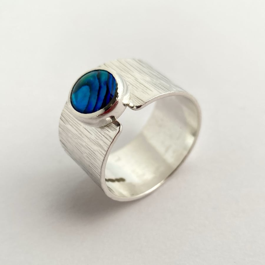 Blue Paua Stepping Stone Ring