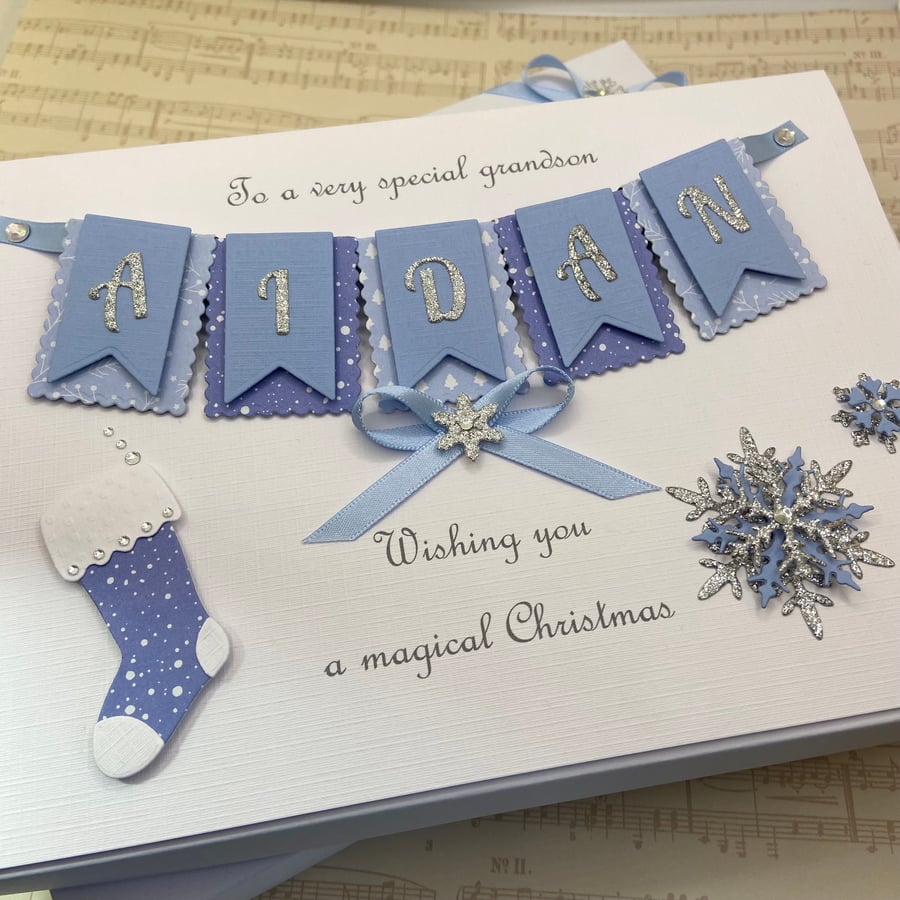 Personalised Christmas Card Grandson Son Nephew Gift Boxed Keepsake Godson 