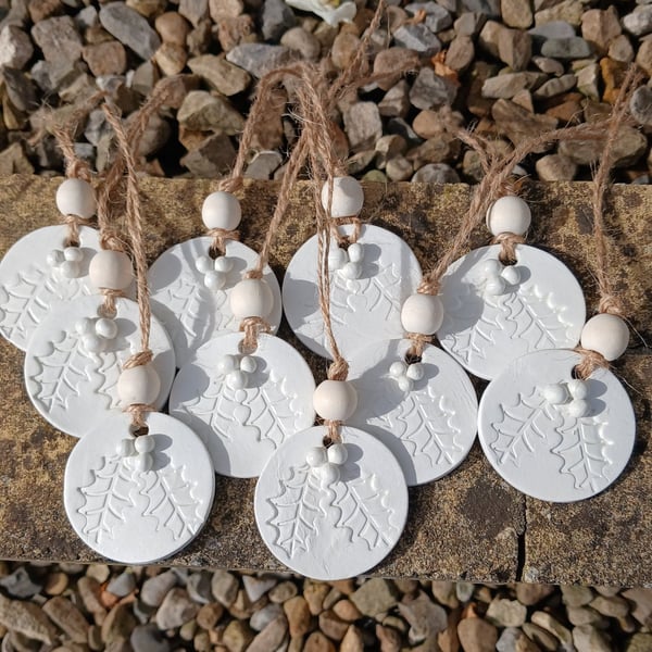Handmade Holly & Berries gift or bottle tags