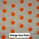 1 Metre 2 cm Orange Polka Dots Lightweight Poycotton Fabric 1.12m Wide