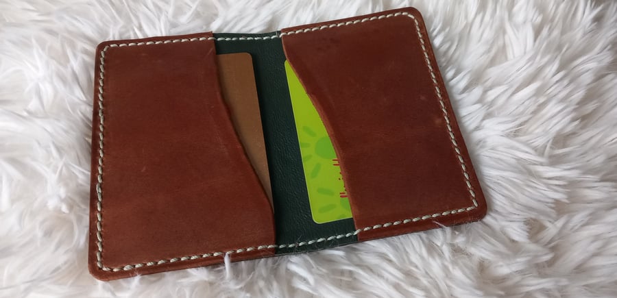 two tone leather card wallet