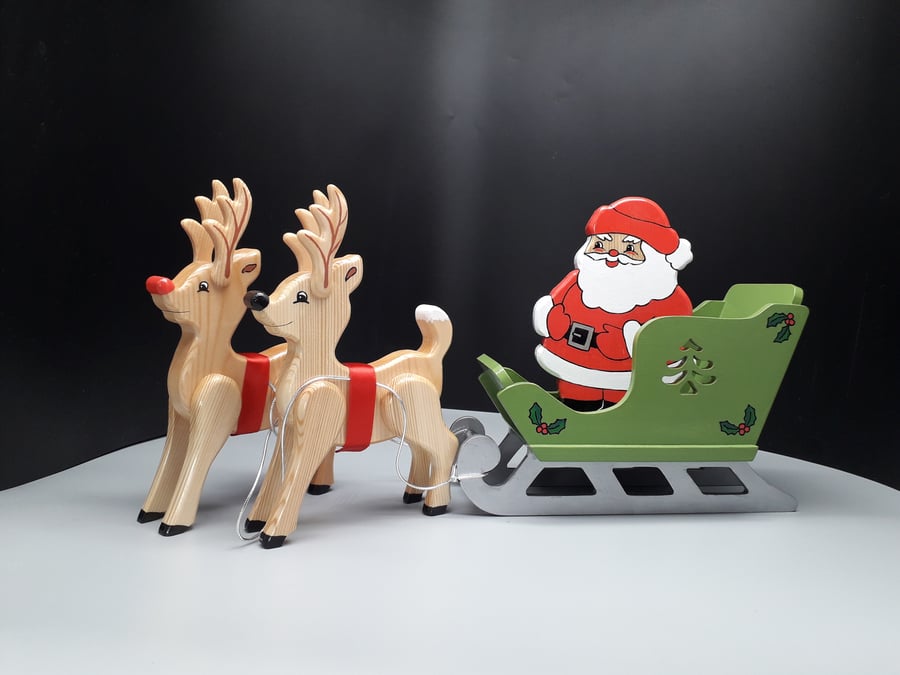 Santa, Sleigh and Reindeer Christmas Decoration