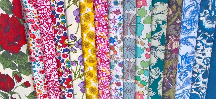 15 Liberty Fabric 5" Squares : MULTICOLOURS :  Fabric Scraps Bundle
