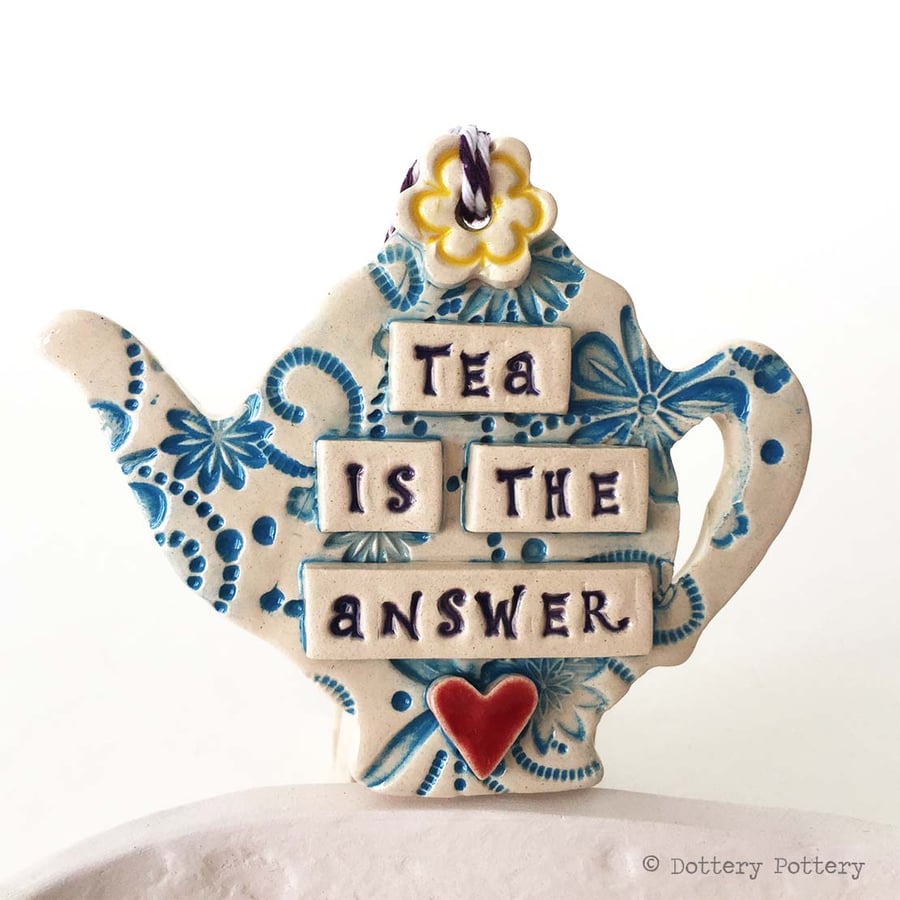 Ceramic teapot decoration with flower detail ceramic teapot plaque