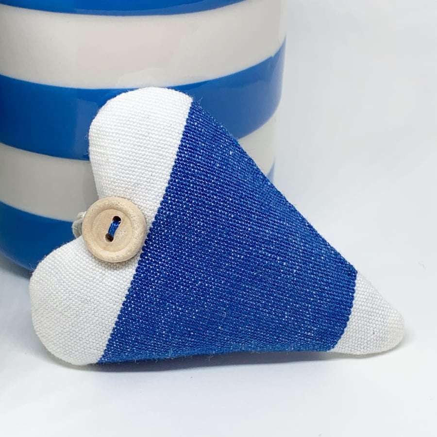 LAVENDER HEART - blue and white stripes