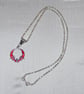 Red and Silver Enamelled Bat Pendant Necklace with Long Chain - Image 5