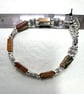 Handmade Beaded Leather Picasso Jasper Gate Bracelet  - Image 1