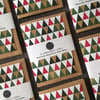 Pack of five A6 Christmas cards with mid-century modern style pattern