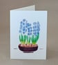 Hyacinths blue spring flower botanical art handmade card - Image 1