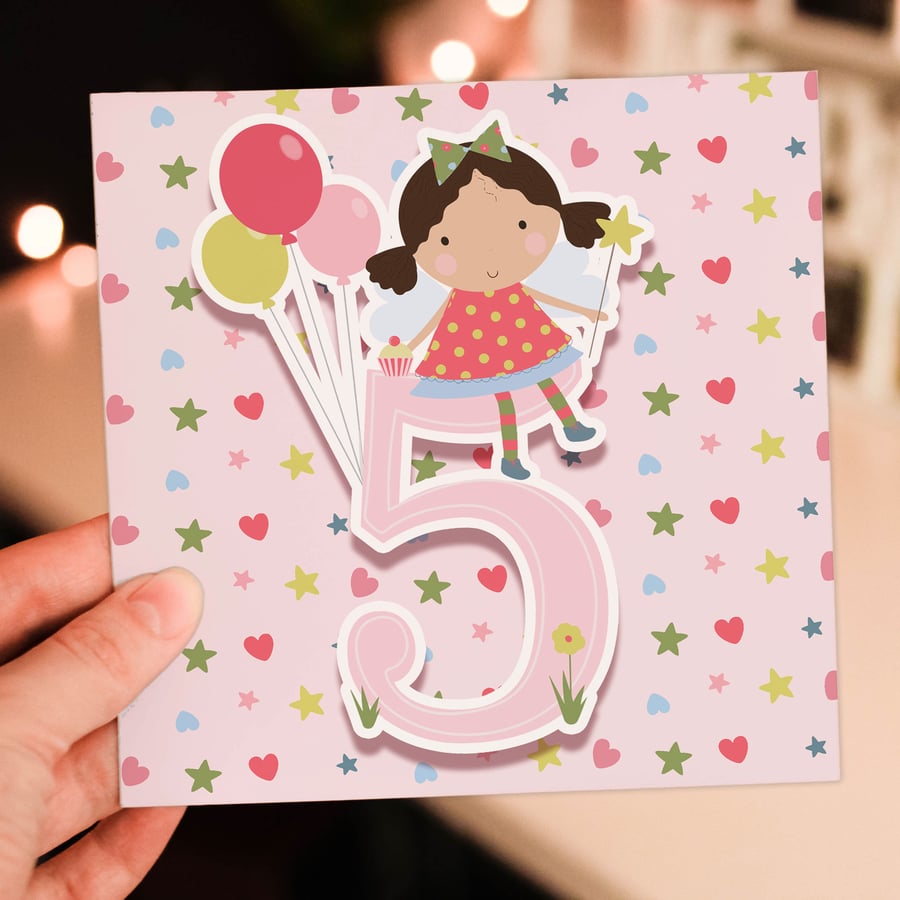 5th birthday card: Fairy