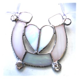  Wedding Horseshoe Heart Stained Glass Suncatcher 