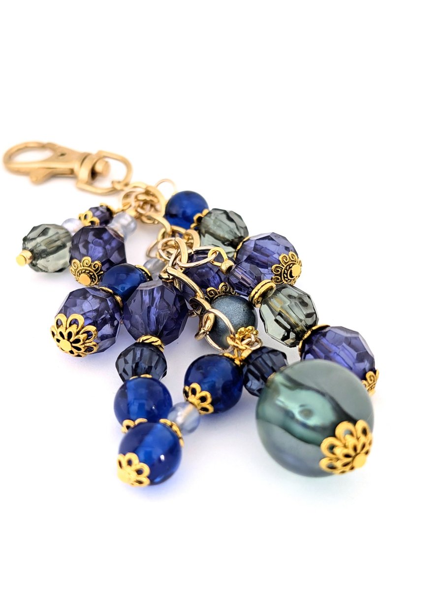 Beaded Handbag Charm: Dusky Blues and Greens