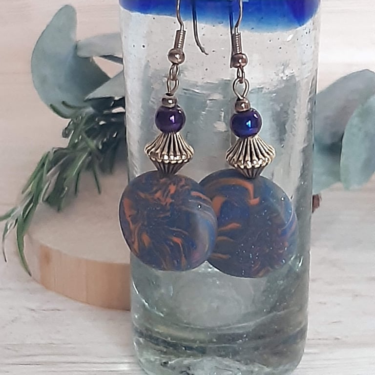 Multi coloured jewellery - disc shaped dangly earrings