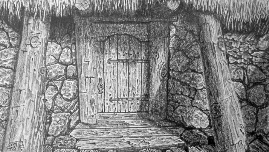 Cabin Door in Pencil