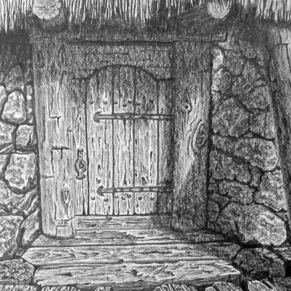 Cabin Door in Pencil