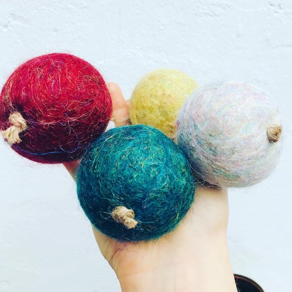 Glitter baubles, felt glitter baubles, silver, gold baubles, eco baubles