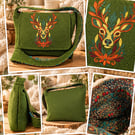 Harris tweed crossbody bag with stag