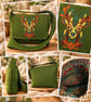 Harris tweed crossbody bag with stag