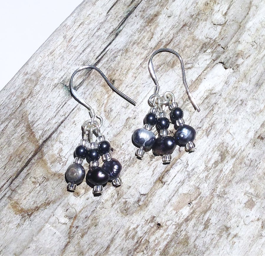 Freshwater Pearl Sterling Silver Earrings - UK Free Post