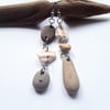 Beach Boho Dangle Earrings: Neutral Pebble & Shell