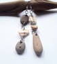 Beach Boho Dangle Earrings: Neutral Pebble & Shell - Image 1