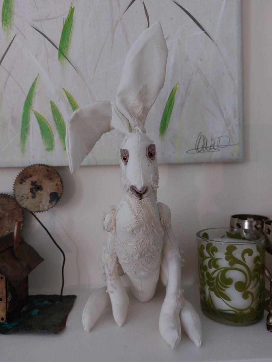 Quirky hare soft sculpture ornament decoration
