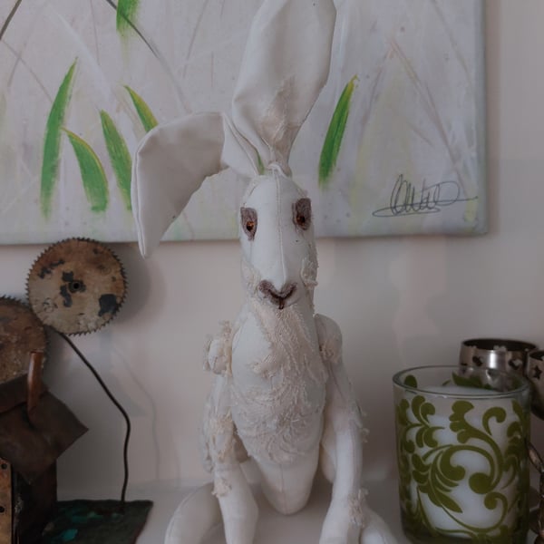 Quirky hare soft sculpture ornament decoration