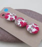 3 Small Handmade Dark Pink Liberty Fabric Buttons - Image 2