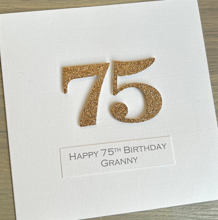SALE Half Price handmade 75th birthday card - personalised