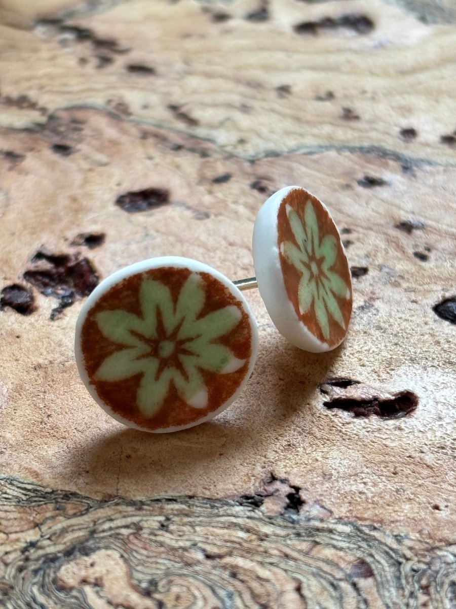 Handmade Ceramic Earrings, One of a Kind, Recycled Ceramic, Eco Friendly Gifts.