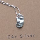 Handcrafted Fine Silver Abstract Face Pendant Necklace on Sterling Silver Chain