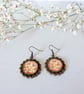 Vintage Style Dangle Earrings with Flower Art - Image 7