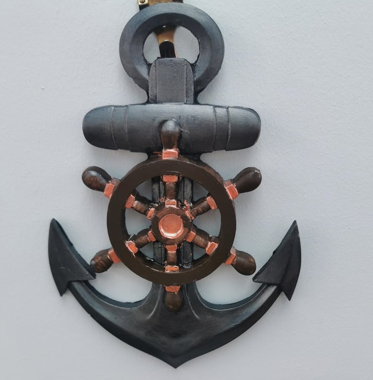 Ships Anchor and Ships Wheel ornamental wall hanging