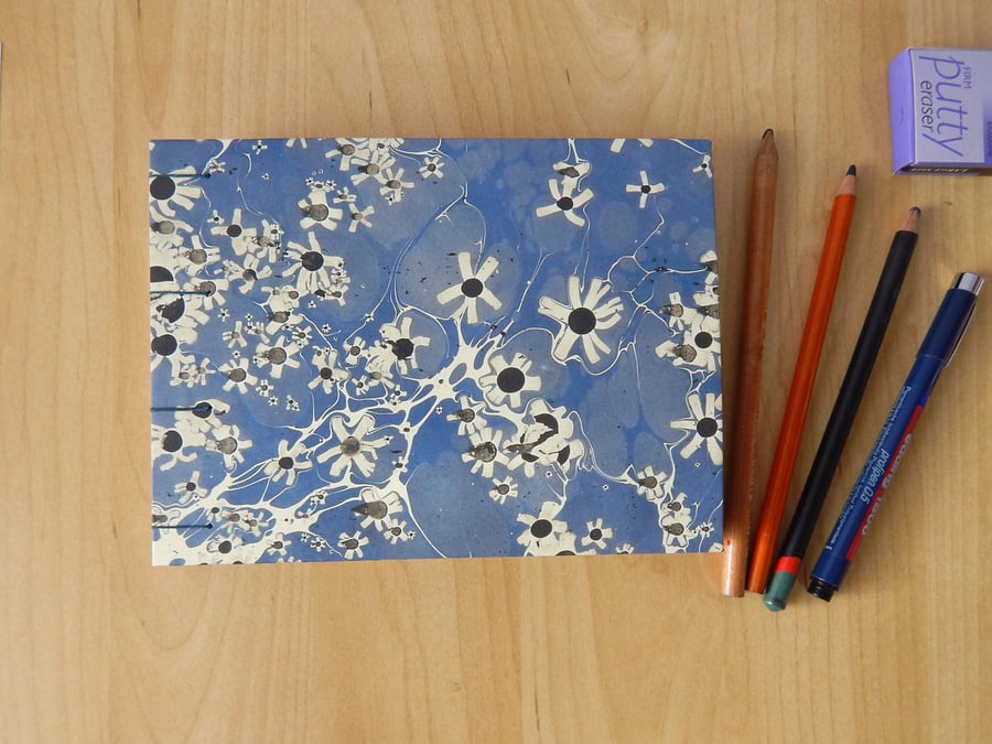 A5 Blue Marbled Watercolour Sketchbook : Gifts for Artists