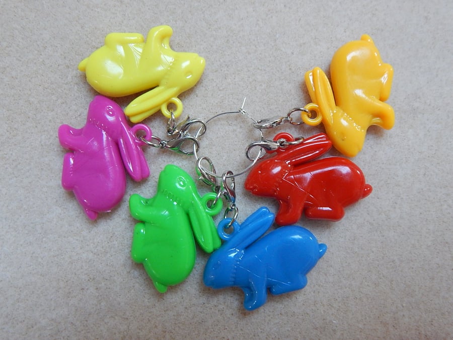 Crochet Stitch Markers Rabbits Bunnies Bunny set of 6