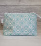 Zipped cosmetic bag in blue 'Rebecca' fabric 