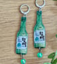 Green Soju Bottle Earrings - Glitter K-Food Dangle Huggie Hoops