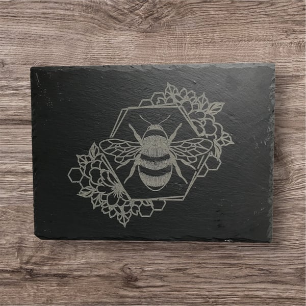 Slate bee charcuterie serving board