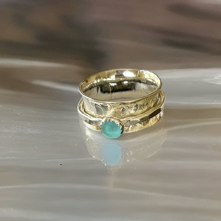 Silver Sea Glass Spinner Ring
