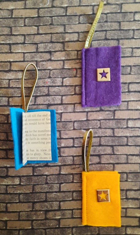 Christmas Decoration - Set of Three Felt Books 