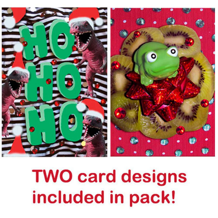 Christmas Card pack ( x6) - Dinosaur & Froggy