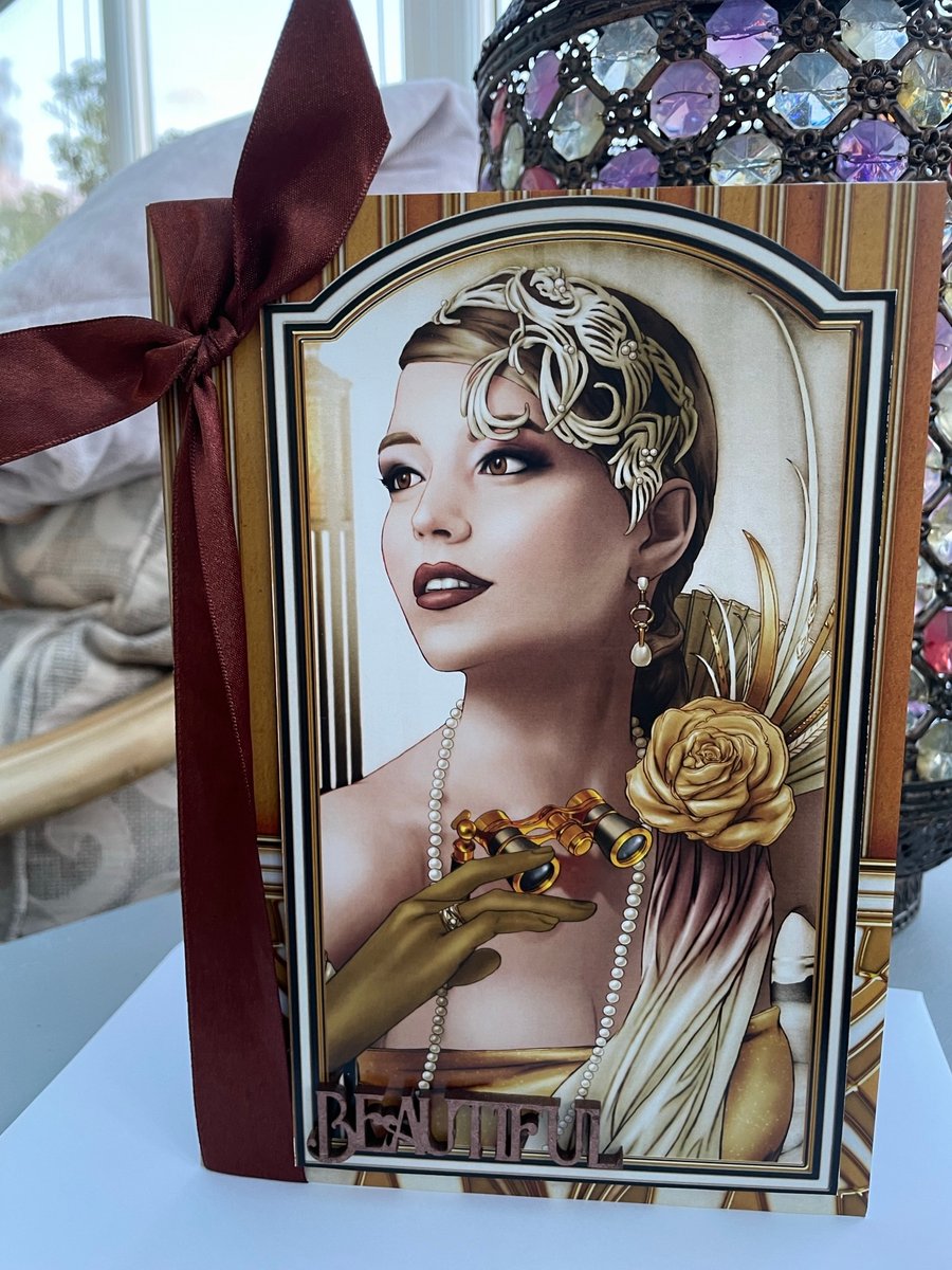 Glamorous Art Deco beautiful lady birthday card