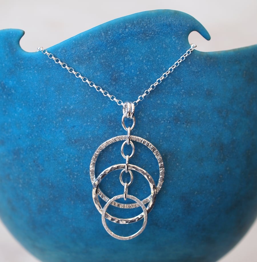 Silver ring necklace, ring pendant, silver.