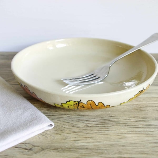 Low or Paste Bowl - Autumn Colours Oak Leaves 