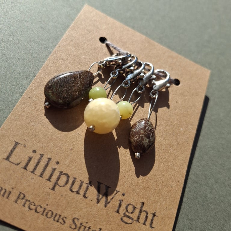 Five semi precious stone crochet stitch markers